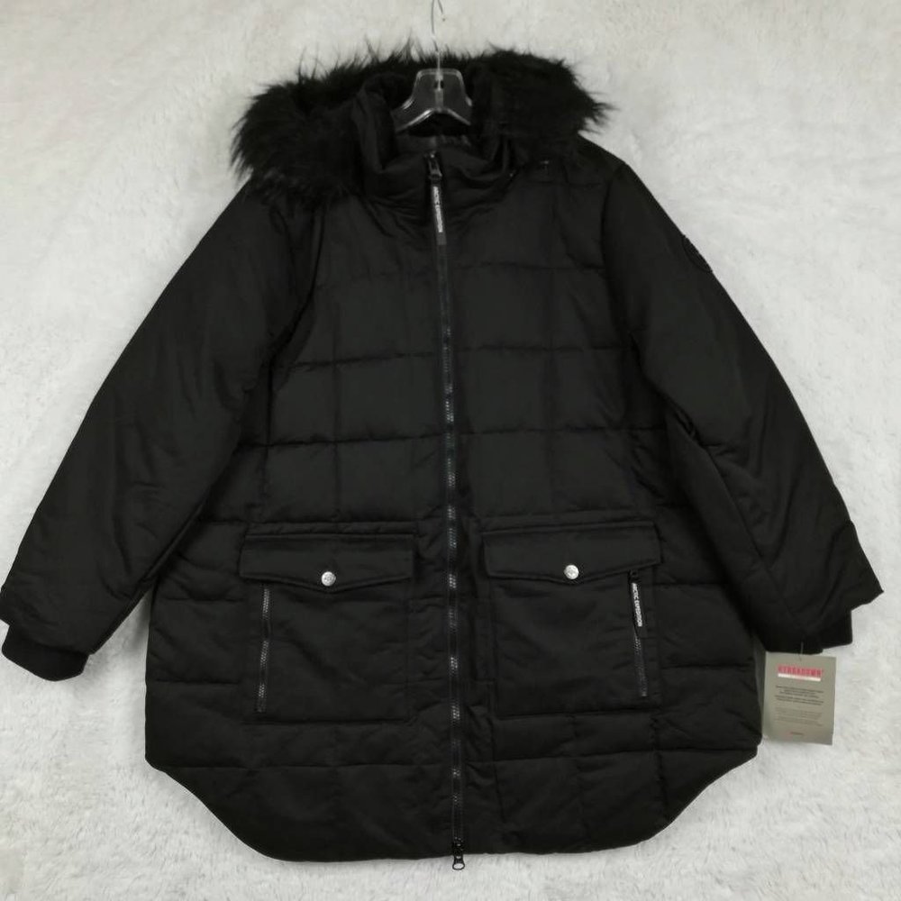 Arctic Expedition Womens Hybradown Coat Parka Black Down Filled Plus 2X New